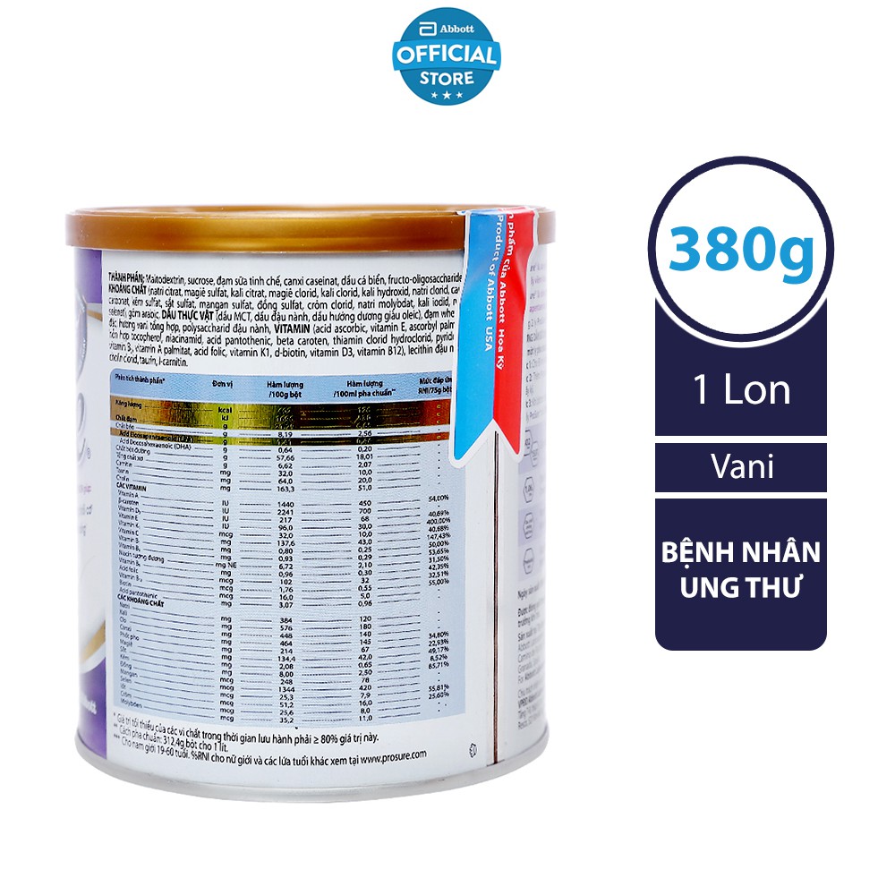 Sữa bột dành cho người bị ung thư Prosure 380g