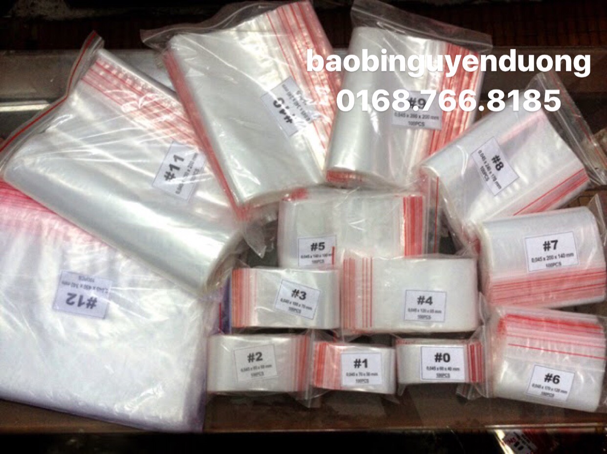Sét 100 túi Zip chỉ đỏ size 00-6