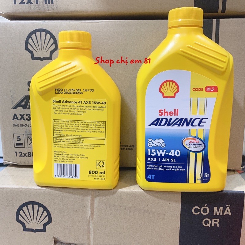 NHỚT SHELL ADVANCE AX5 15W-40 1L (Nhớt xe số)