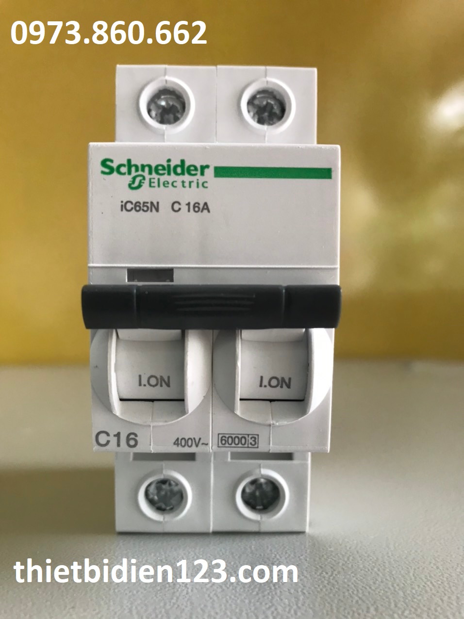 Aptomat mcb 2p schneider 10a, 16a, 20a, 25a, 32a, 40a, 63a - át cài ic65n