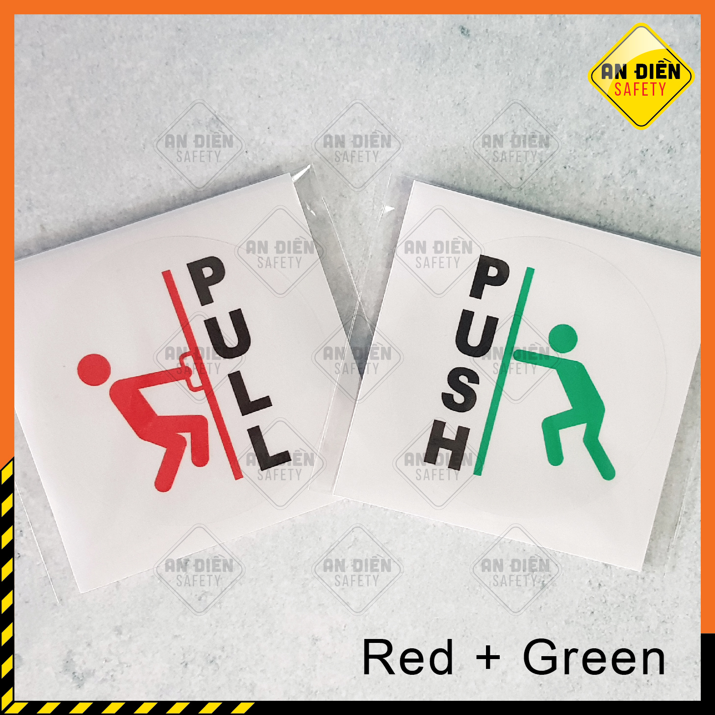 [HCM]Bộ 2 Sticker Biển Báo Push Pull An Điền Safety bằng Decal dán lên cửa kính