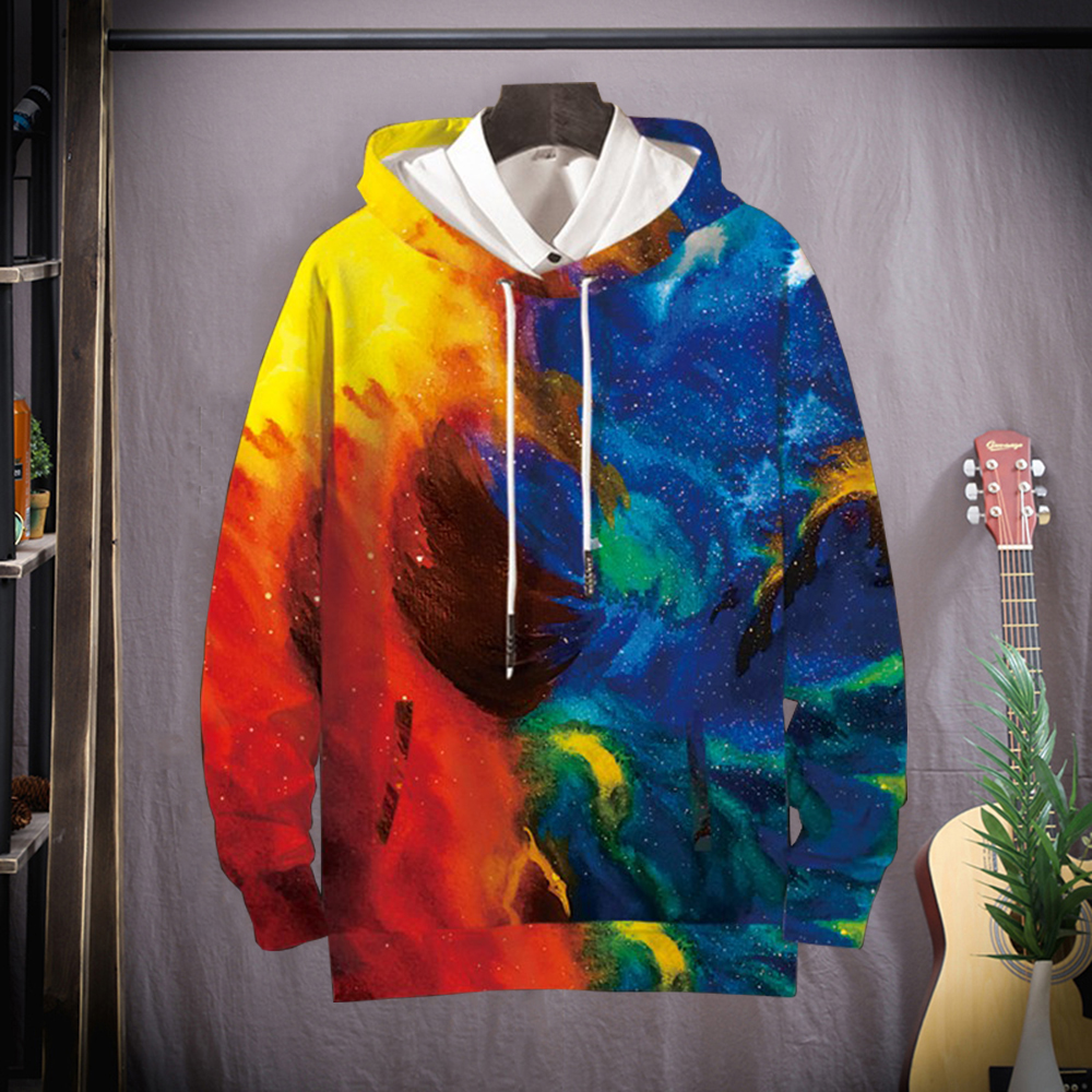 Áo Hoodies Nỉ Nam Thu Đông Phối Màu Loang In Nhiều Hình Nổi Bật Có Mũ Trùm Đầu Kiểu Dáng Hàn Quốc Thời Trang FORHIMCS2 AO TOP NAM 90000144