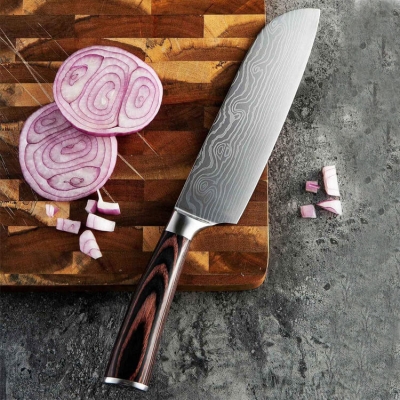 Dao - dao bếp - dao bếp santoku thép damascus mã dt116 độc 69968