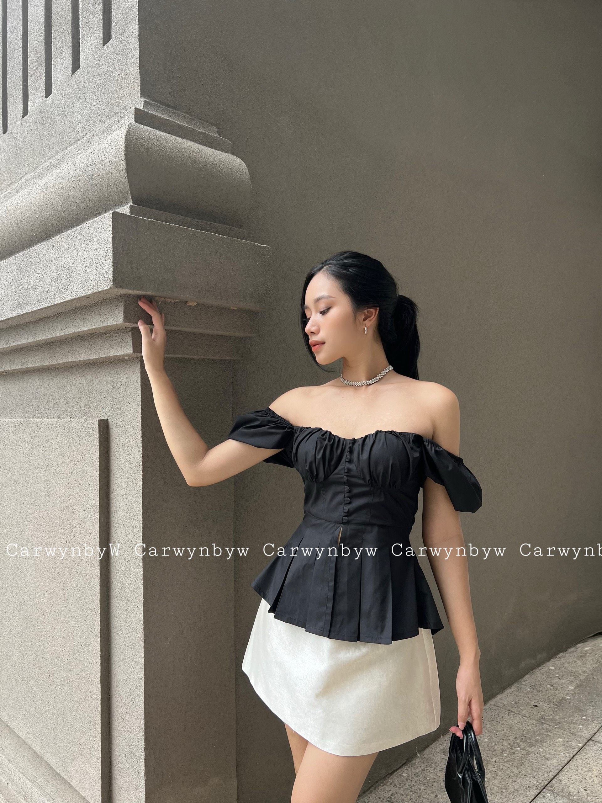 Áo Thiết Kế Peplum Xếp Ly Kèm Mút Ngực (Elly Top)