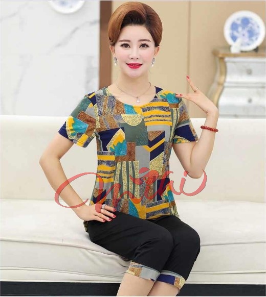 Bộ đồ trung niên nữ đẹp B61 - Quần áo kiểu thời trang mùa hè cho mẹ - Shop bộ ngủ mặc nhà cho người lớn tuổi cao cấp sang trọng - Đồ bộ trung tuổi U40 U50 U60 U70 giá rẻ Bigsize, cho người mập, cỡ lớn