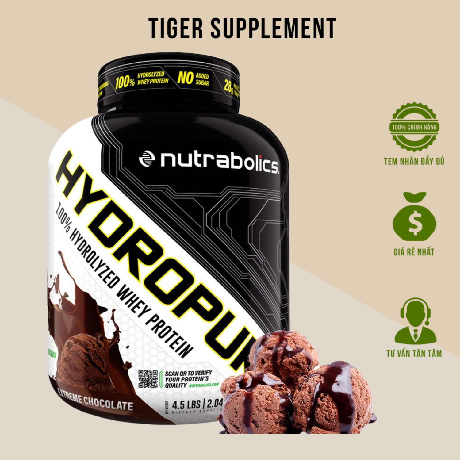 Hydro Pure Nutrabolic 4.5lbs - Sữa Whey Protein Hydrolyzed Hydropure hỗ trợ tăng cơ và giảm mỡ