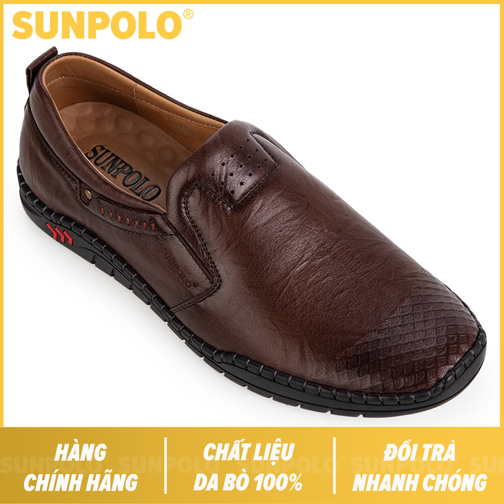 Giày lười nam da bò sunpolo trẻ trung thanh lịch cs5054