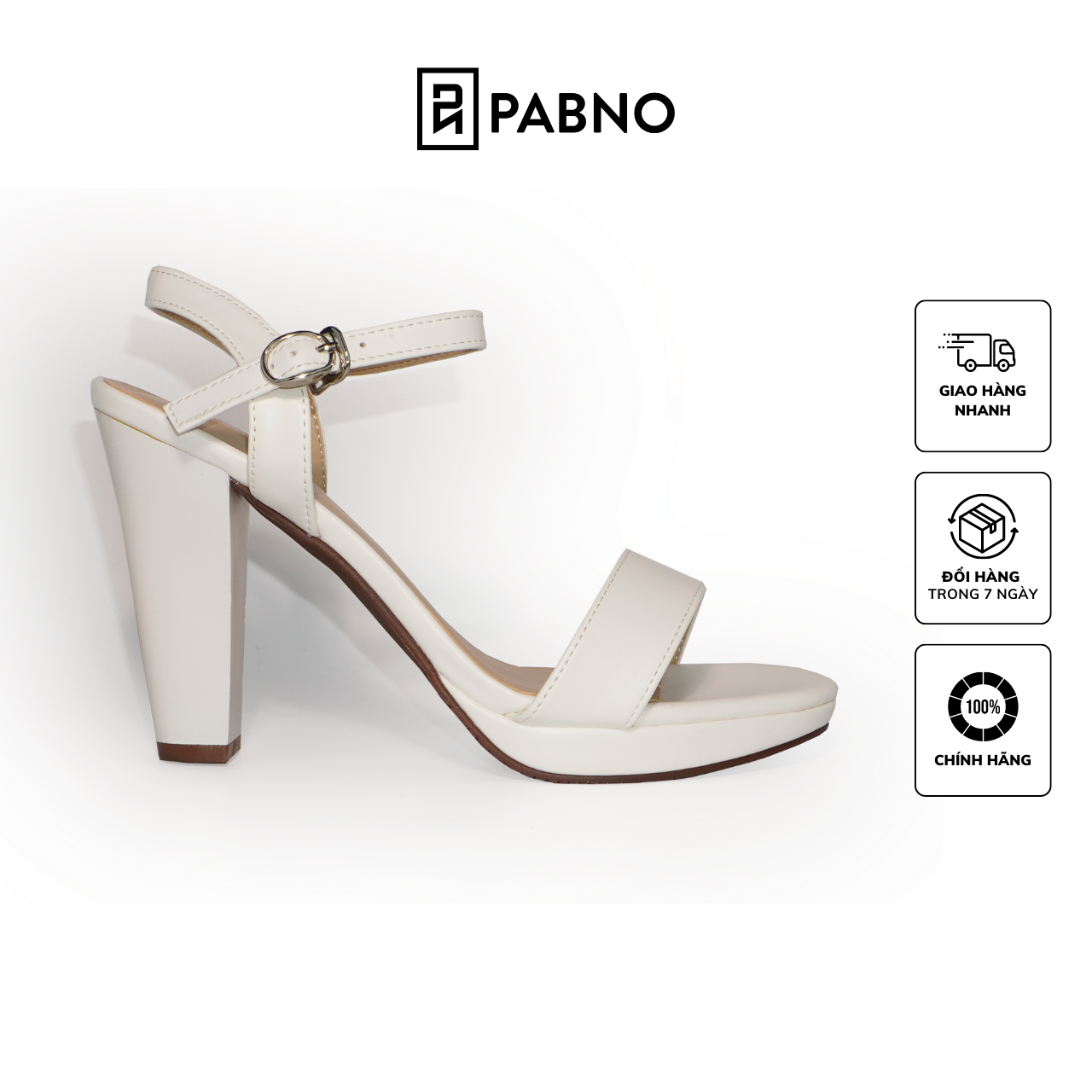 Giày sandal cao gót nữ PABNO quai ngang đúp mũi 10cm_ PN485
