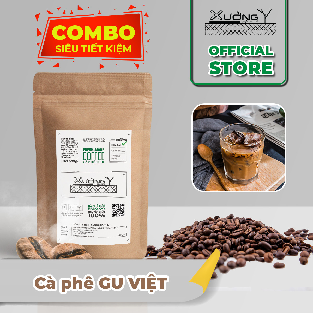 Combo 500gr Cà Phê Gu Việt + Hộp sữa 380gr