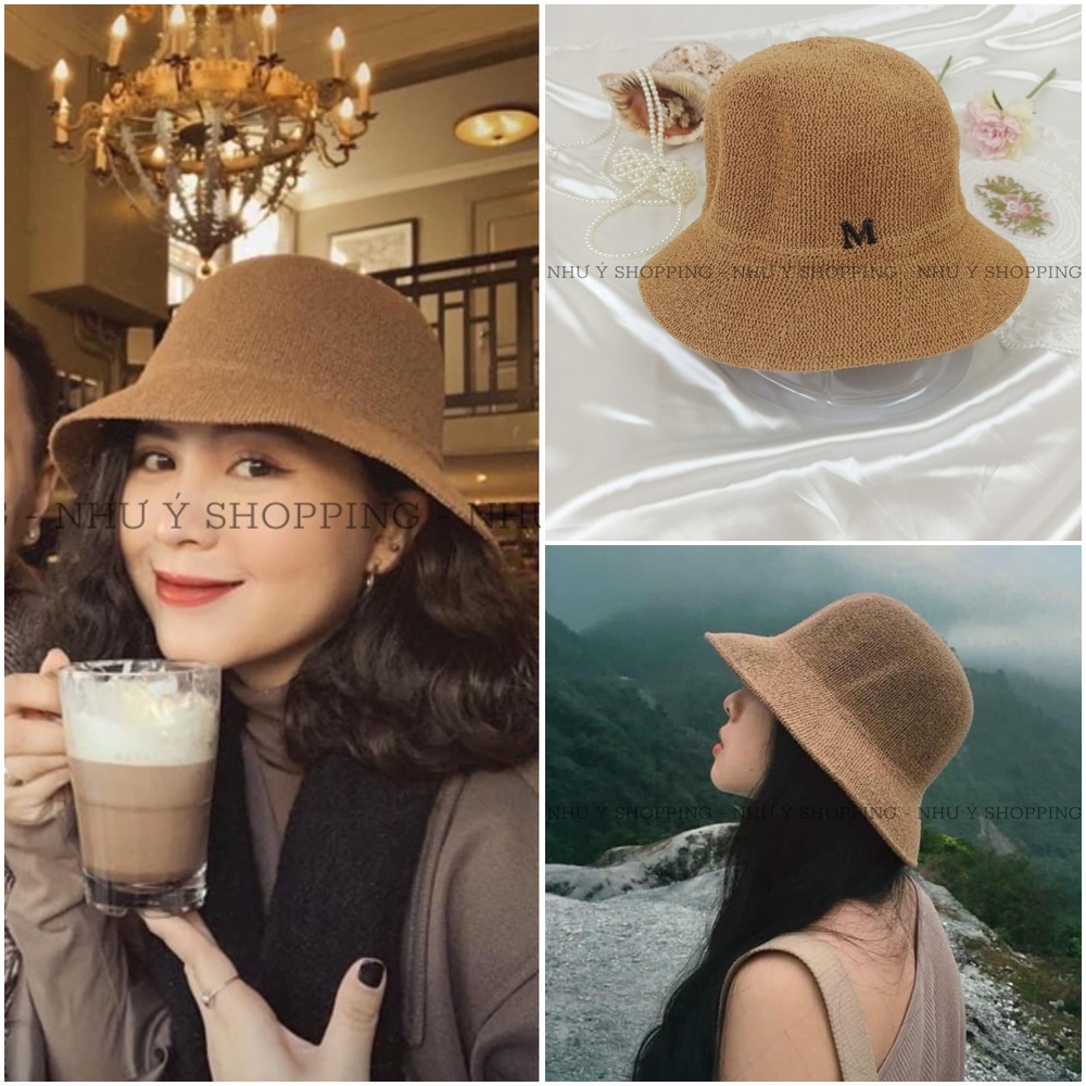 Mũ cói nón cói nữ chữ M siêu xinh vành nhỏ