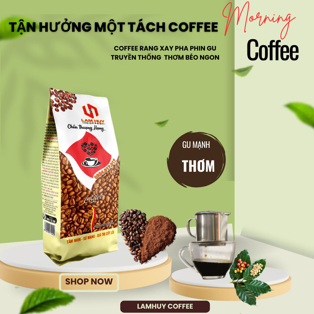 (1Kg) cà phê Lam Huy pha phin ngon đặc biệt uống bao ghiền