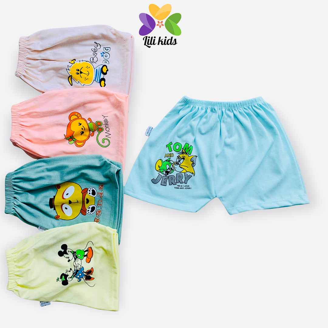 Quần đùi cho bé trai bé gái lilikids quần ngắn cho bé quần ngắn cotton cho bé trai bé gái in mông qc02