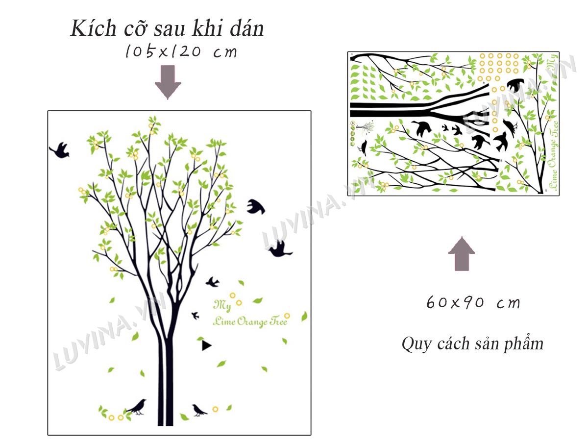 [HCM]DECAL DÁN TƯỜNG CÂY XANH VÀ CÔ GÁI XE ĐẠP