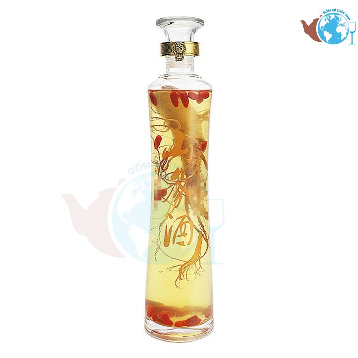 Bình ngâm rượu nhân sâm 500ml (BR18) bình khá lớn cao 31cm, bình thủy tinh đựng rượu 500ml - bình sang trọng