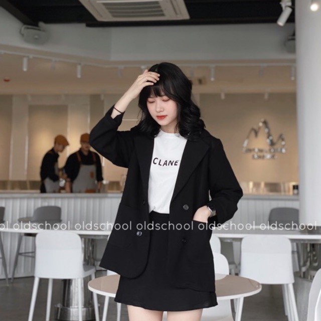 (Oldschoolcloth)Set 2 món Blazer & chân váy chữ A (ảnh thật).