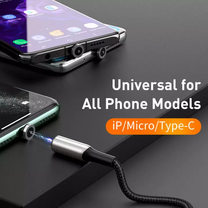 Cáp dây sạc nhanh Baseus Nam Châm Cable USB For Lightning (2.4A)/Micro USB (2.4A)/Type C (3A), chiều dài 1m, truyền dữ liệu tốc độ cao 480Mbps 2.4A, dây siêu bền