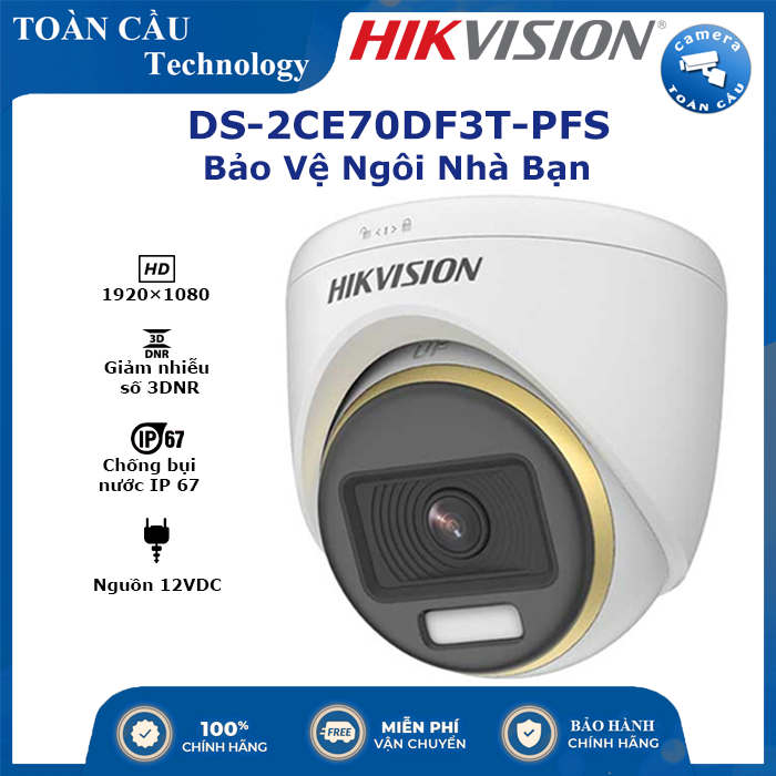 [100% CHÍNH HÃNG] Camera 4 in 1 2.0 Megapixel HIKVISION DS-2CE70DF3T-PFS - Chính Hãng  - Camera Toàn Cầu