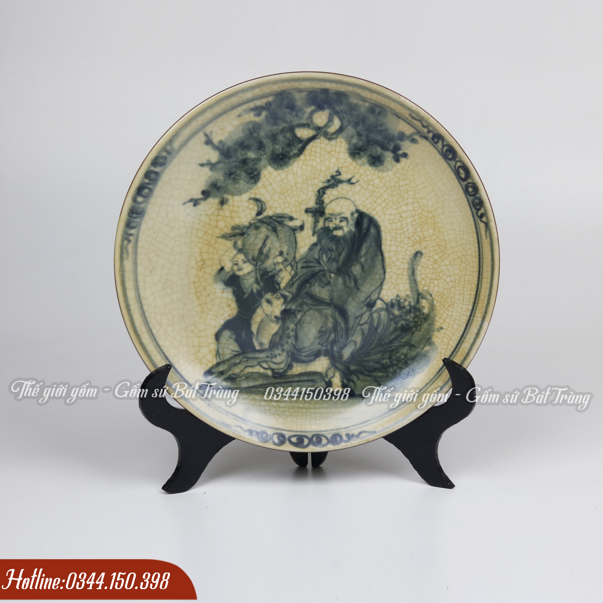 Đĩa Cảnh Men Rạn Bát Tràng Cao Cấp Φ 35cm