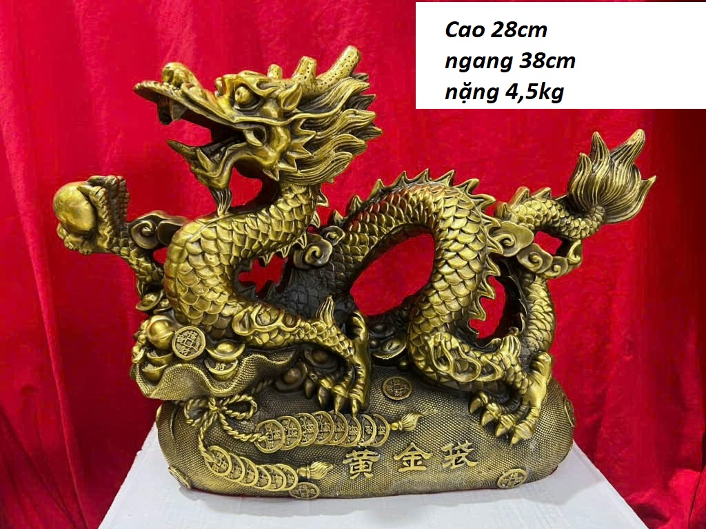 Tượng rồng trên bị tiền bằng đồng MS27d