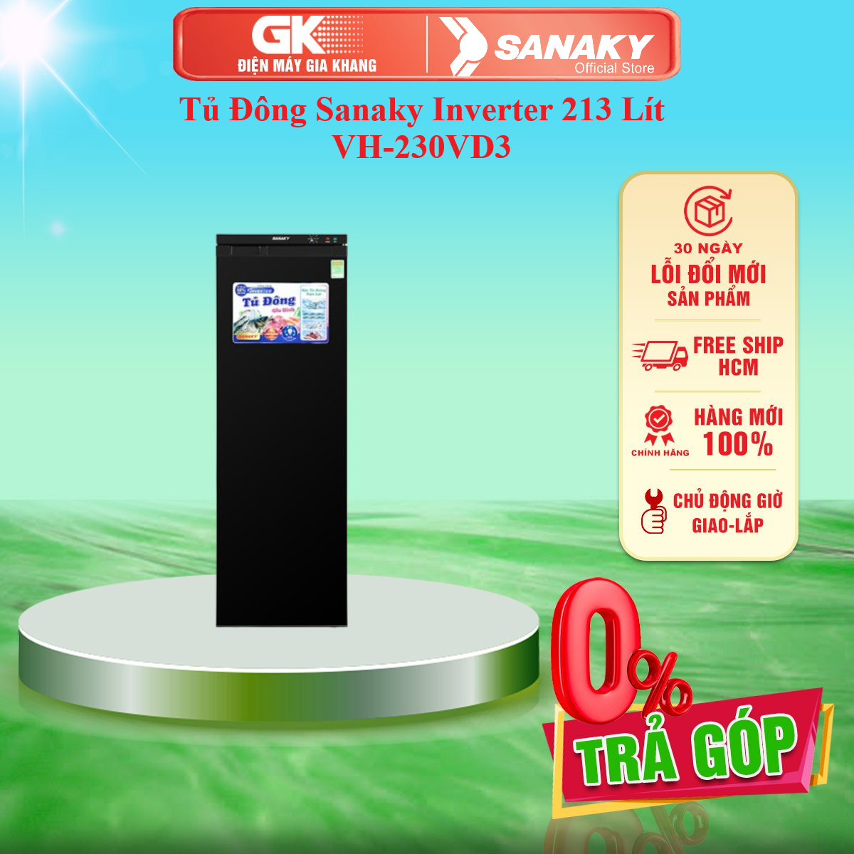 Tủ đông sanaky inverter 213 lít vh-230vd3 - giao toàn quốc - freeship hcm