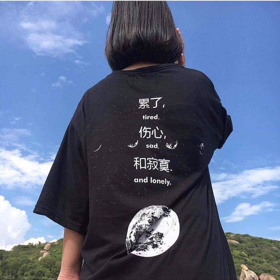 [HCM]Áo thun nữ form rộng Hàn quốc in hình Tired Sad And Lonely độc đẹp không phai màu không dính giặt vải dày mịn mát