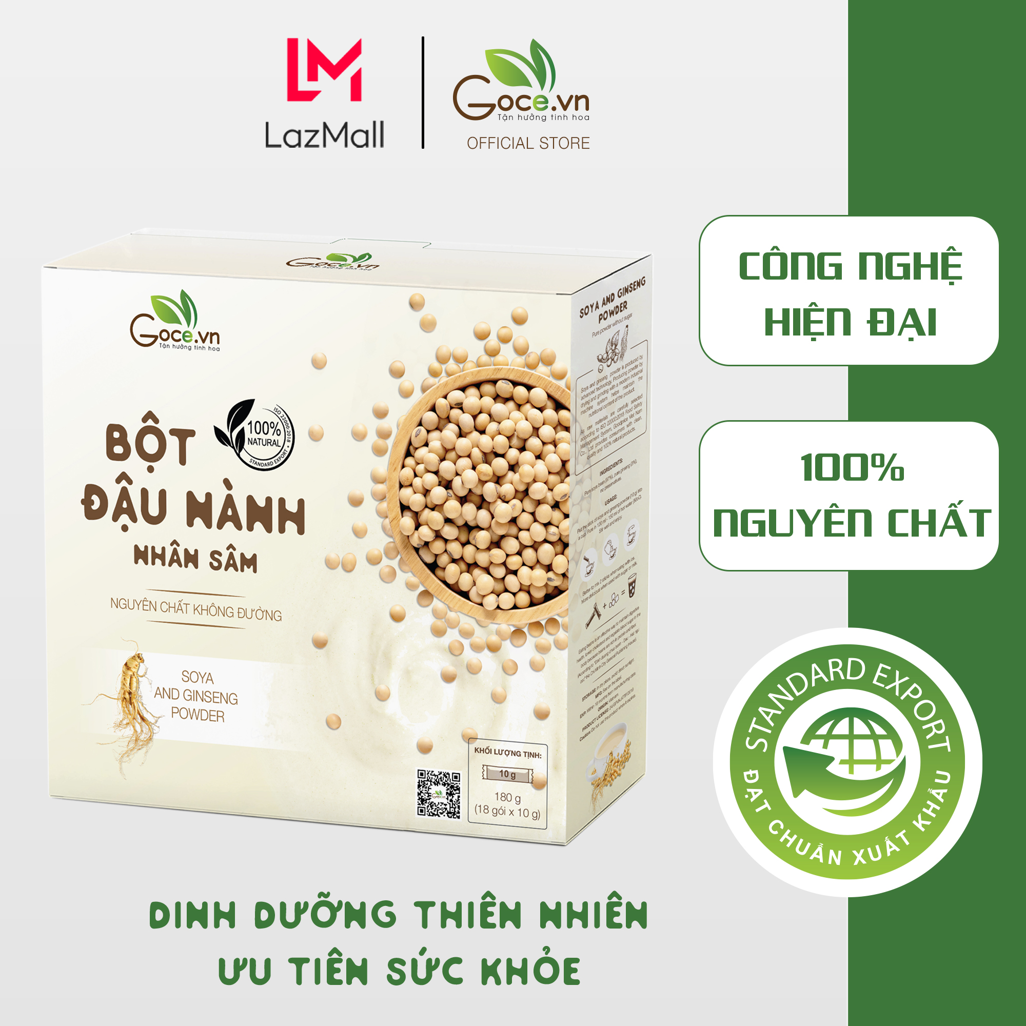 Bột đậu nành nhân sâm Goce - 180g (18 gói x 10g)