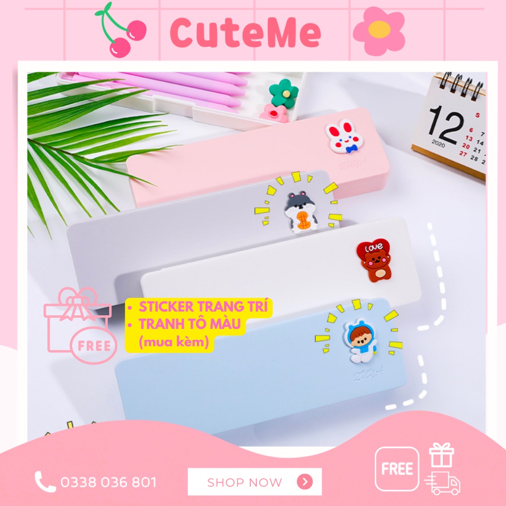 Tặng sticker Hộp bút nhựa Cuteme đáng yêu