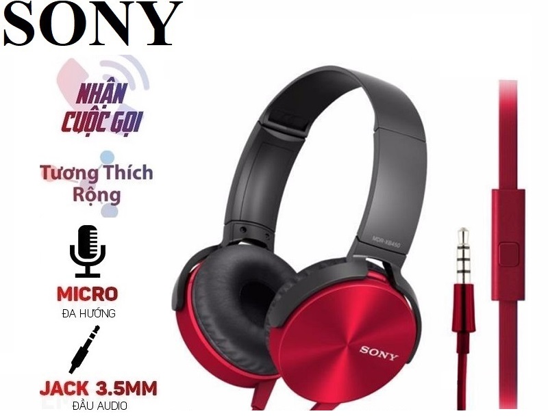 Tai nghe chụp tai SONY có míc hỗ trợ học online và chơi game chính hãng dây 3.5mm chống đứt ( SIÊU BỀN )