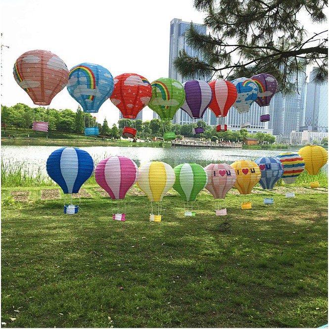 [Hoàn Tiền 10%]Lồng Đèn Khinh Khí Cầu Giấy Đk 30 Cm