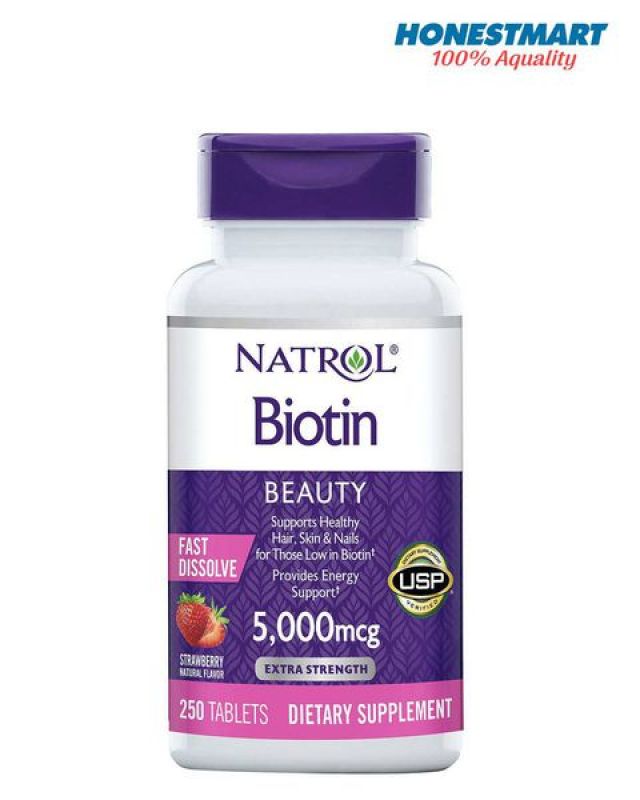 Viên uống hỗ trợ cho tóc Natrol Biotin 5,000mcg Fast Dissolve 250 viên