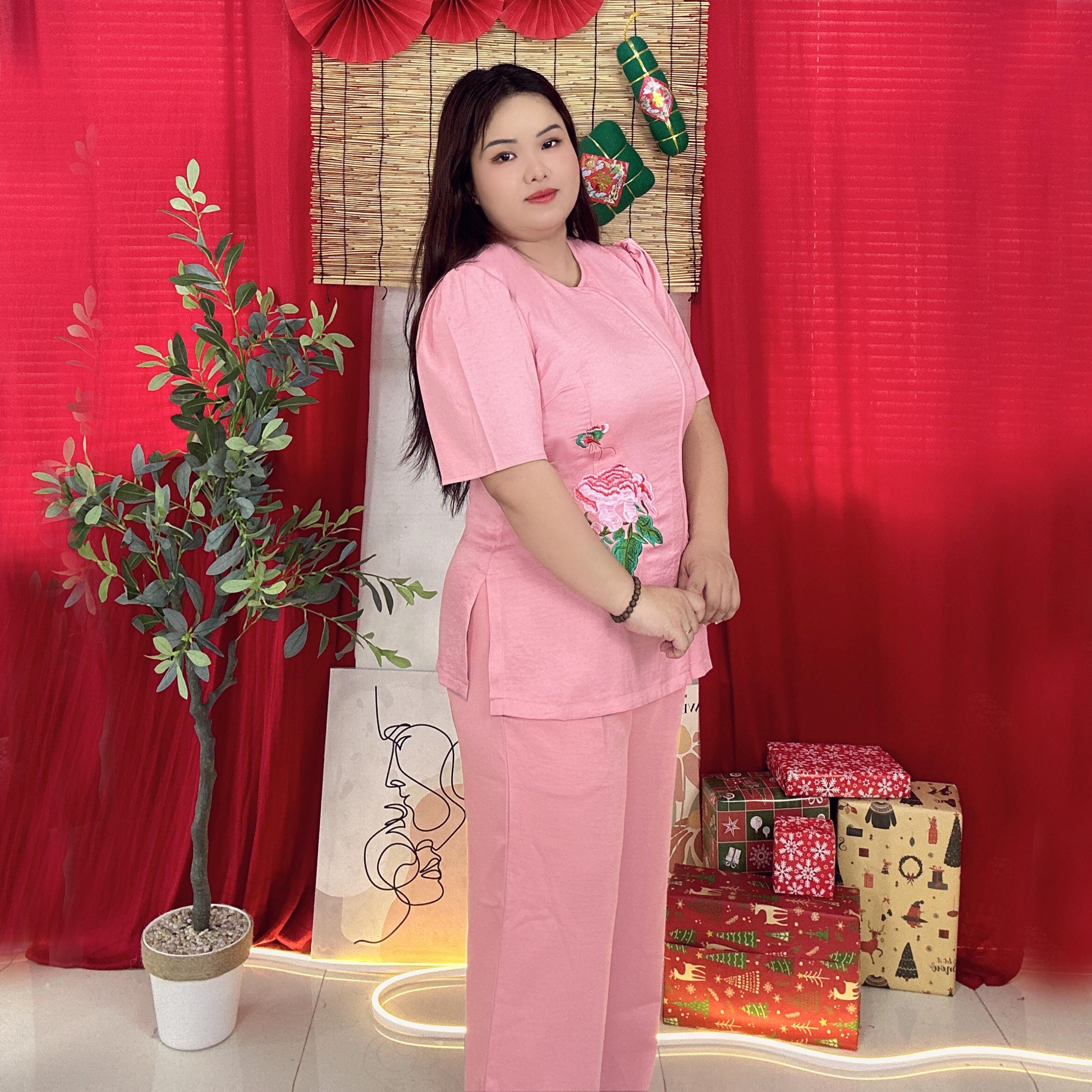[MUA1TẶNG2]Đồ lam đi chùa bigsize thêu hoa nổi cao cấp