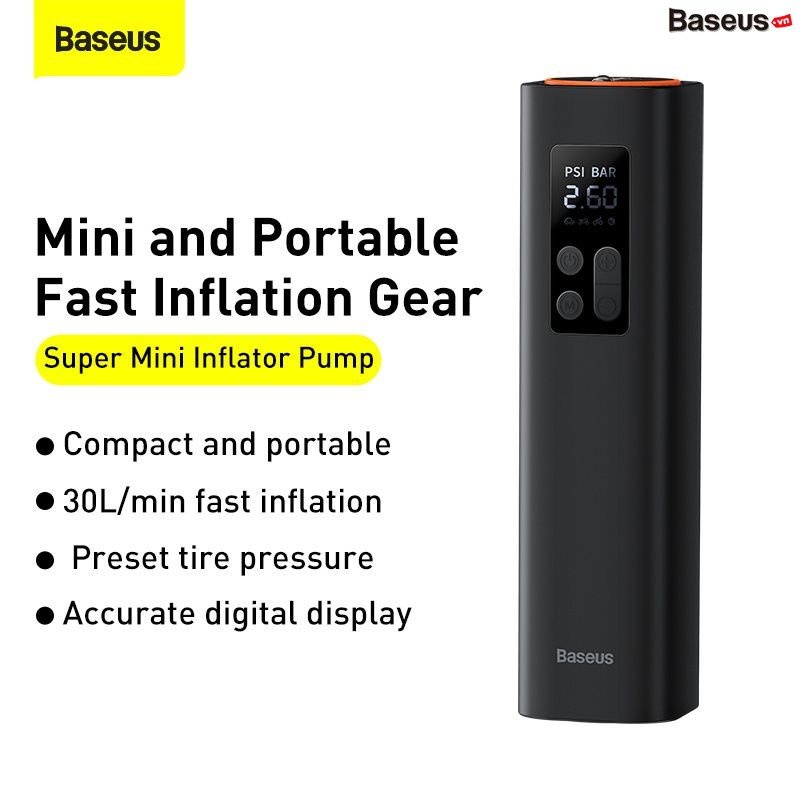 Máy bơm lốp xe thế hệ mới Baseus Super Mini Inflator Pump