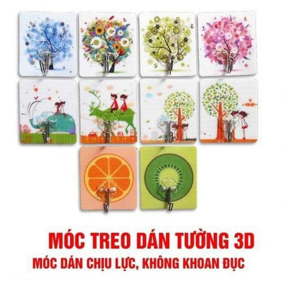 Combo 5 Móc Dán Tường Siêu Dính 3D