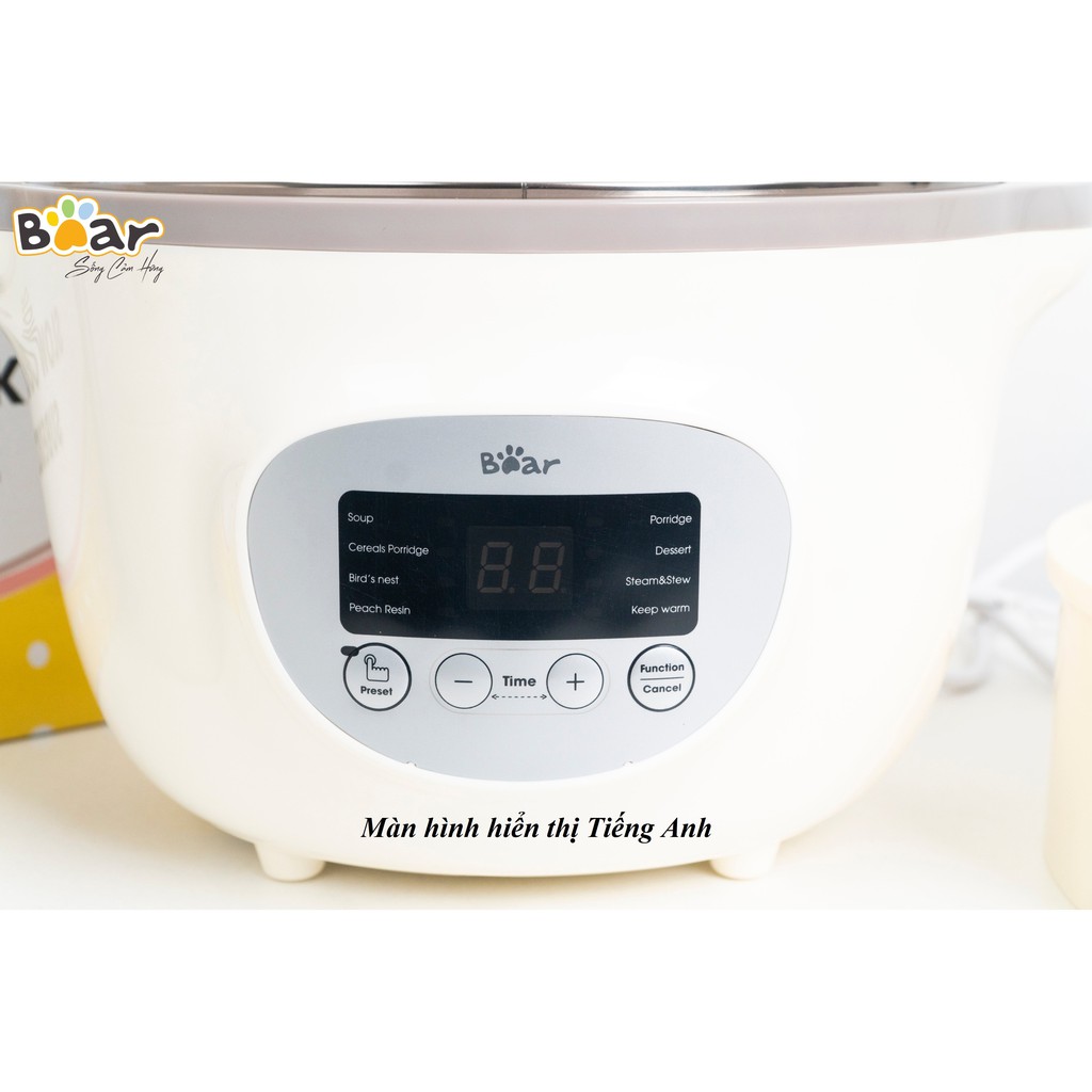 [Bản quốc tế] Nồi nấu cháo Bear 1,6L kèm lồng hấp cho bé