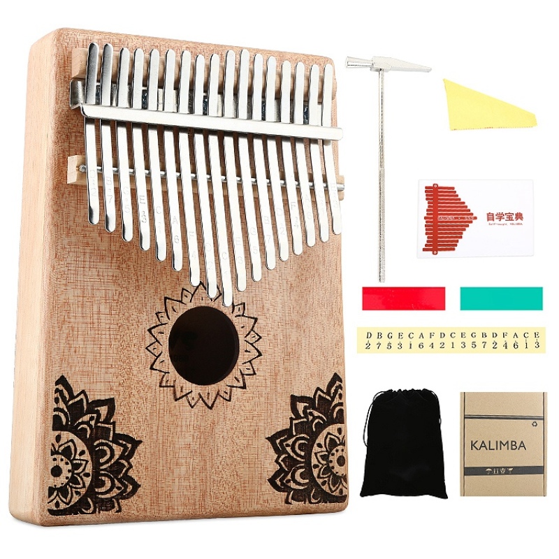 17 Key Kalimba African Solid Wood Thumb Finger Piano Sanza Mbira Calimba Play with Guitar Wood Musical Instruments Malaysia