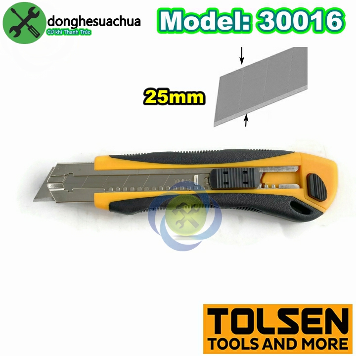 Dao rọc giấy tolsen 30016 kèm 3 lưỡi 25mm x 140mm