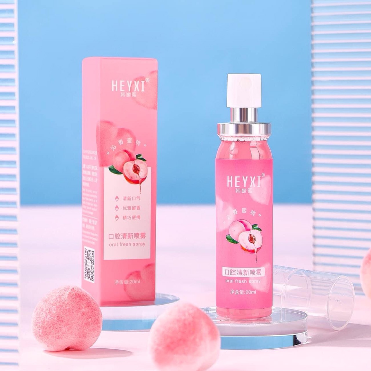 Xịt Thơm Miệng HEYXI 20ml Hương Bạc Hà & Đào