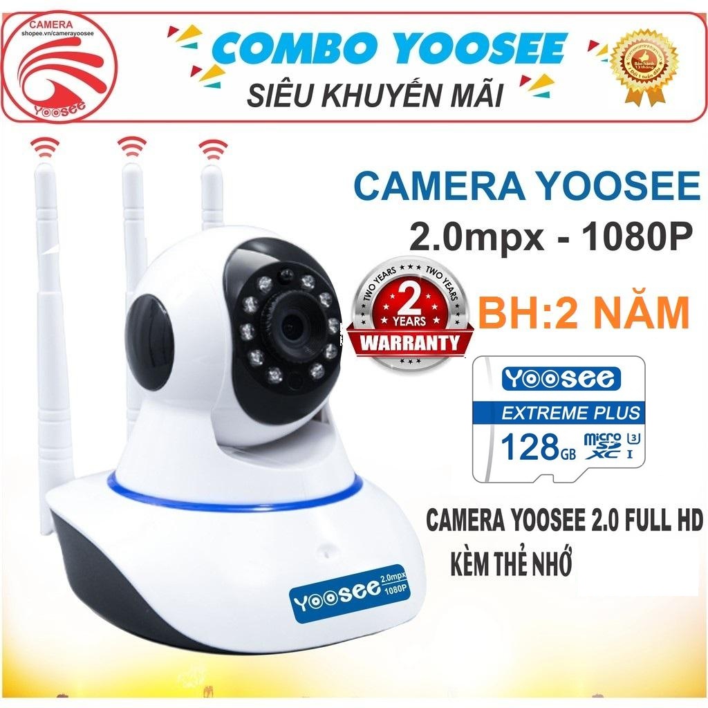 >> BÁO GIÁ (BẢO HÀNH 24 THÁNG, SALE 50%)CAMERA WIFI YOOSEE 2.0MP FULLHD 1920 X 1080,CAMERA WIFI KHÔNG DÂY HỖ TRỢ GHI ÂM, | Shopee Lazada Sendo Tiki mới nhất 66 (KÈM Thẻ Nhớ SD YOOSEE 128 GB, BẢO HÀNH 24 THÁNG) Camera IP Wifi Yoosee 3 Râu xoay 360 độ, độ phân giải FULL HD 2.0MP 1920x1080P - Không Dây, Camera trong nhà, ngoài trời - Camera hồng ngoại tích hợp ghi âm, lưu trữ dữ liệu