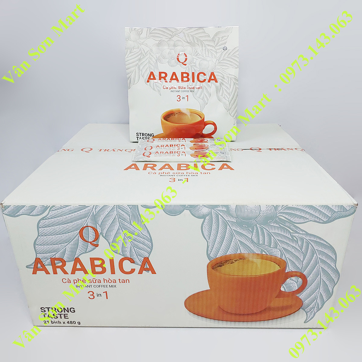 04 bịch cà phê sữa Arabica Trần Quang 480g (24 gói dài x 20g)