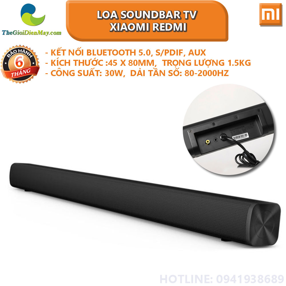 Loa soundbar TV Xiaomi Redmi hỗ trợ Bluetooth 5.0, S PDIF, AUX