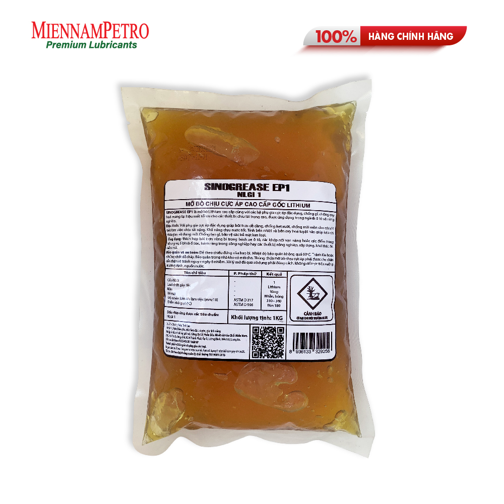 Mỡ Bôi Trơn MiennamPetro Sinogrease Lithium EP1 NLGI 1 1KG Bảo Vệ Ô Tô Công Nghiệp Cao Cấp
