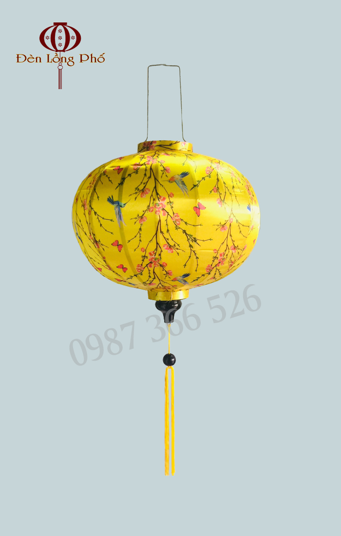 Đèn lồng Hội An vải phi in họa tiết 3D - size 35 cm