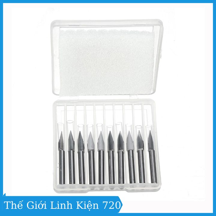 Bộ 10 Mũi phay Vbit 30 Độ - 3MM
