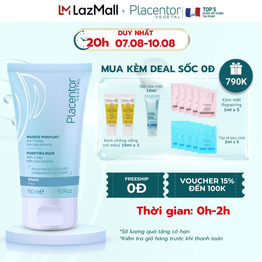 Mặt Nạ Đất Sét Thanh Lọc dưỡng ẩm Từ Thực Vật Placentor Purifying Mask
