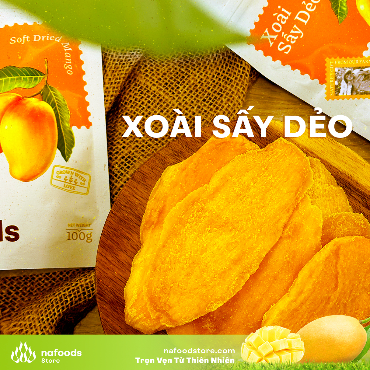 Xoài sấy dẻo 100gr Nafoods