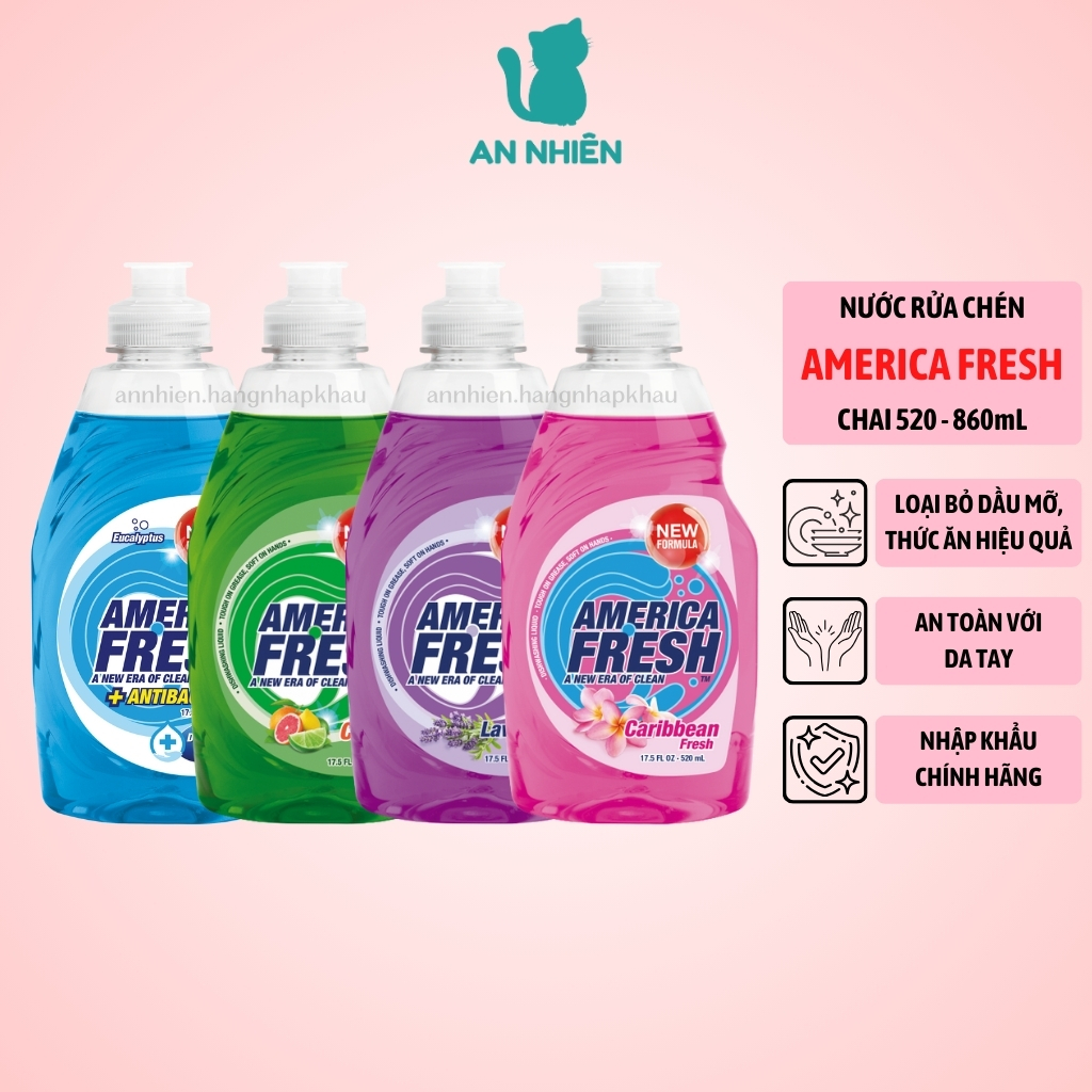 Nước rửa chén America Fresh 520ml của Mỹ