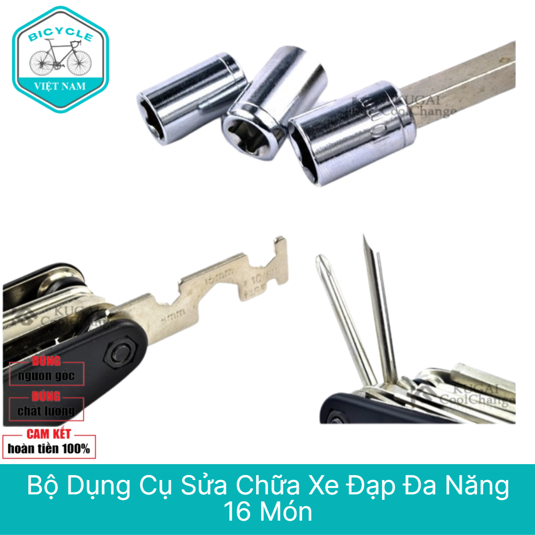 Bộ Dụng Cụ Sửa Chữa Đa Năng Xe Đạp 16 Món – Tiện Lợi, Gọn Nhẹ, Dễ Sử Dụng