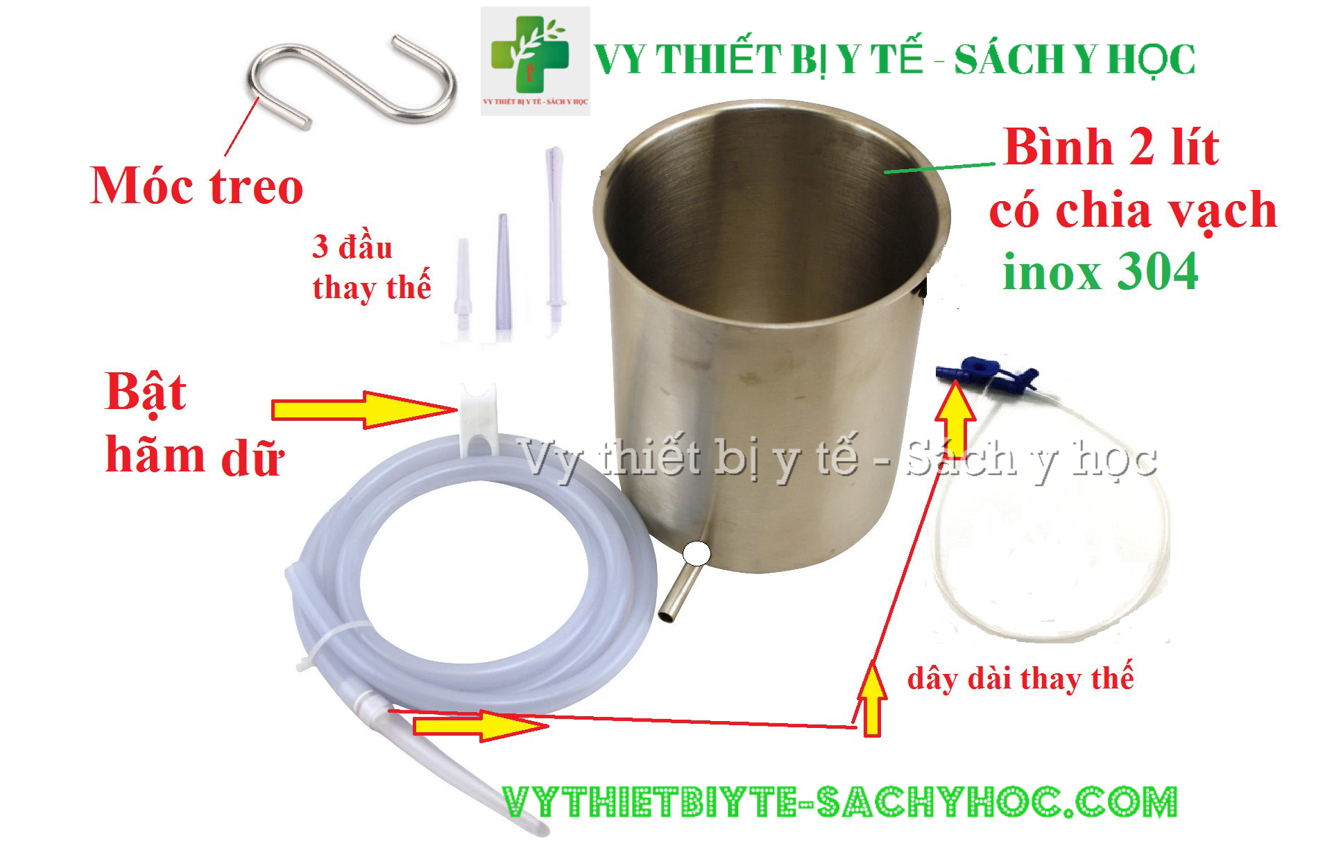 Bốc thụt thông minh 2 Lít inox 304 Bộ dụng cụ thải độc đại tràng