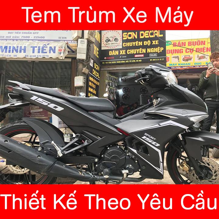 Tem Trùm Exciter 150 Đen nhám viền trắng