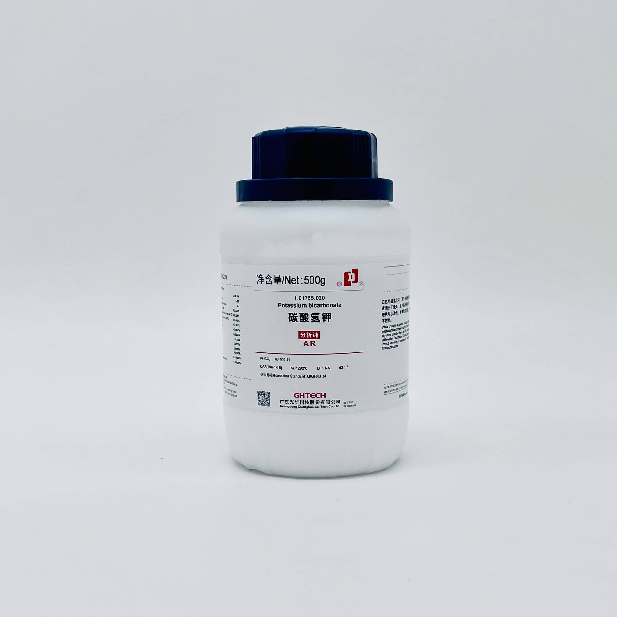 Hóa chất Potassium bicarbonate (Potassium hydrogen carbonate, AR, Chai 500G, JHD, Cas 298-14-6)